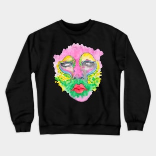 Pink colorful face with black sclera eyes Crewneck Sweatshirt